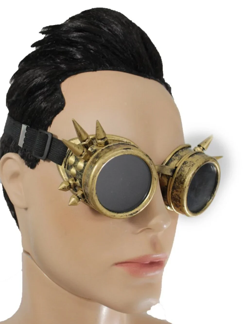 NEW Adult Gothic Steampunk Goggles Gold Spike Costume Eyewear for Halloween Rave